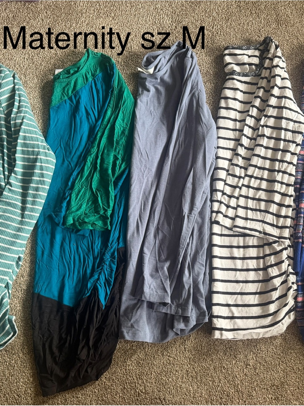 Maternity Long Sleeve Nursing Top in Teal & Black - Unbranded